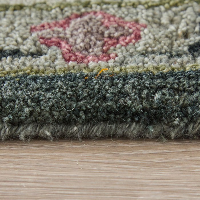 9' X 12' Wool Floral Hand Tufted Area Rug (722329) - Blue / Ivory