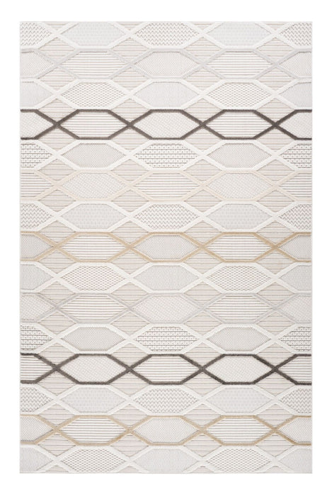 8' x 11' Abstract Distressed Area Rug - Cream And Beige
