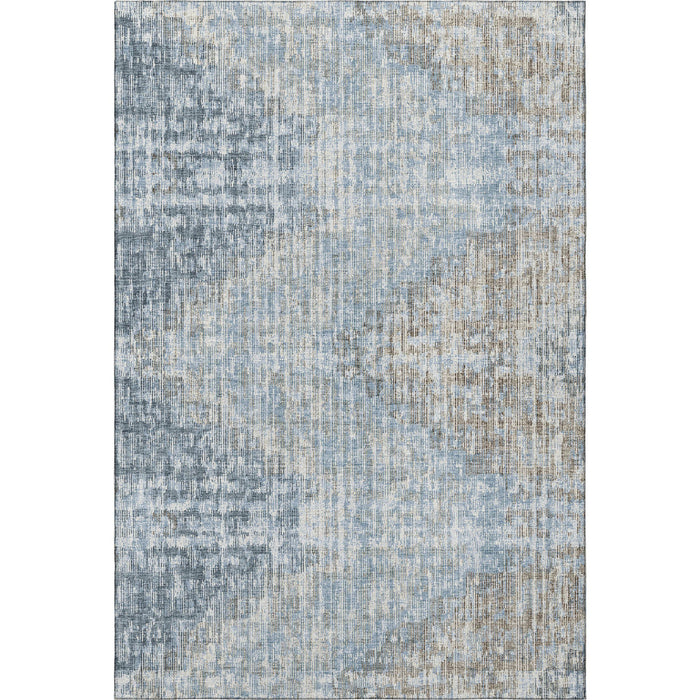 10' X 14' Geometric Washable Area Rug With UV Protection (710459) - Denim Blue / Ivory