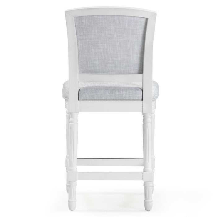 Fabric Solid Wood Counter Height Bar Chair - Gray / White