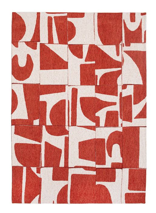 3' X 5' Geometric Washable Area Rug (551972) - Red / White
