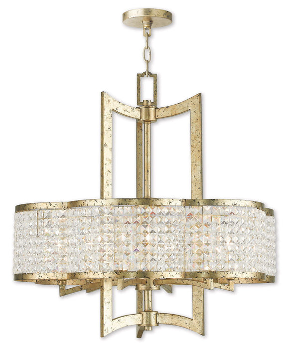 26" Six Light Dimmable Chandelier With Shades - Gold