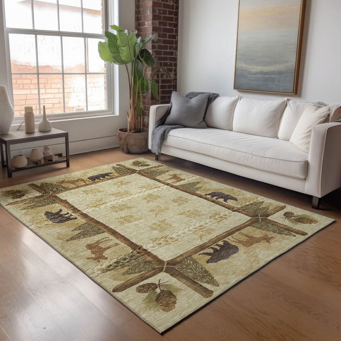 10' X 14' Animal Print Washable Area Rug Polyester With UV Protection - Brown / Rust