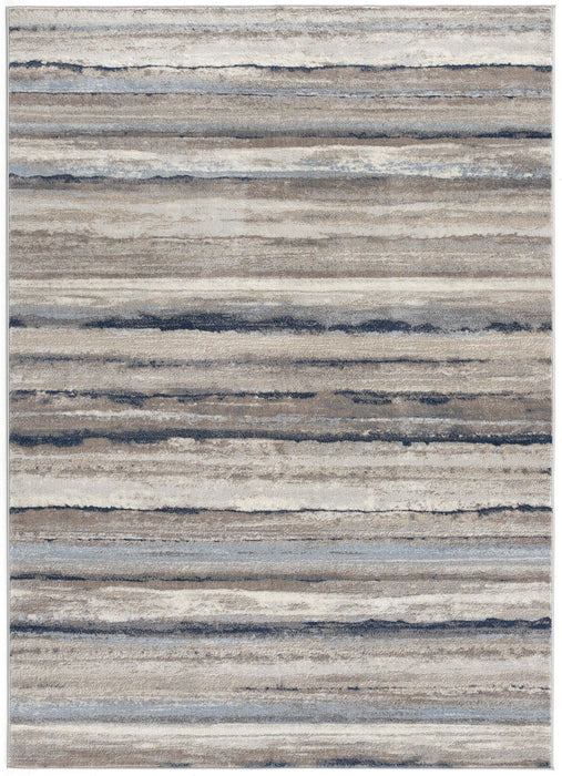 8' x 11' Distressed Stripes Area Rug - Blue And Beige