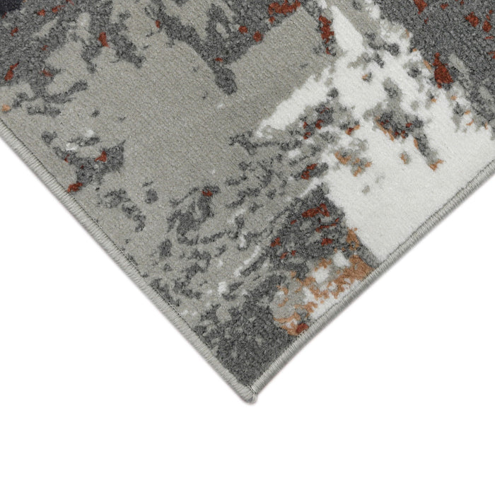 9' x 12' Abstract Power Loom Area Rug - Ivory Gray And Rust