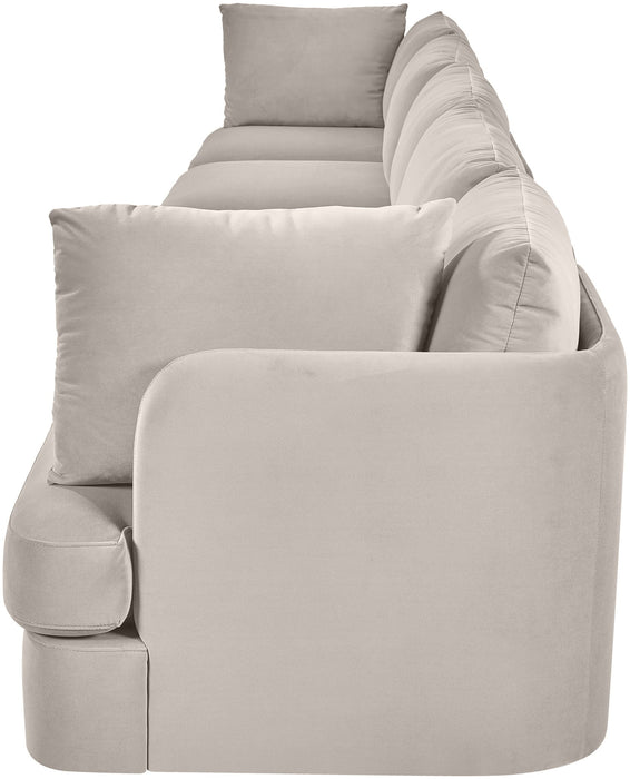 Meridian Furniture Hammond velvet upholstered 5-piece sectional sofa with performance fabric, featuring plush seating and modern design.