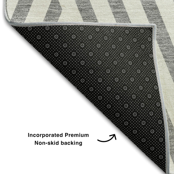 10' X 14' Geometric Washable Area Rug With UV Protection (648544) - Gray / Ivory