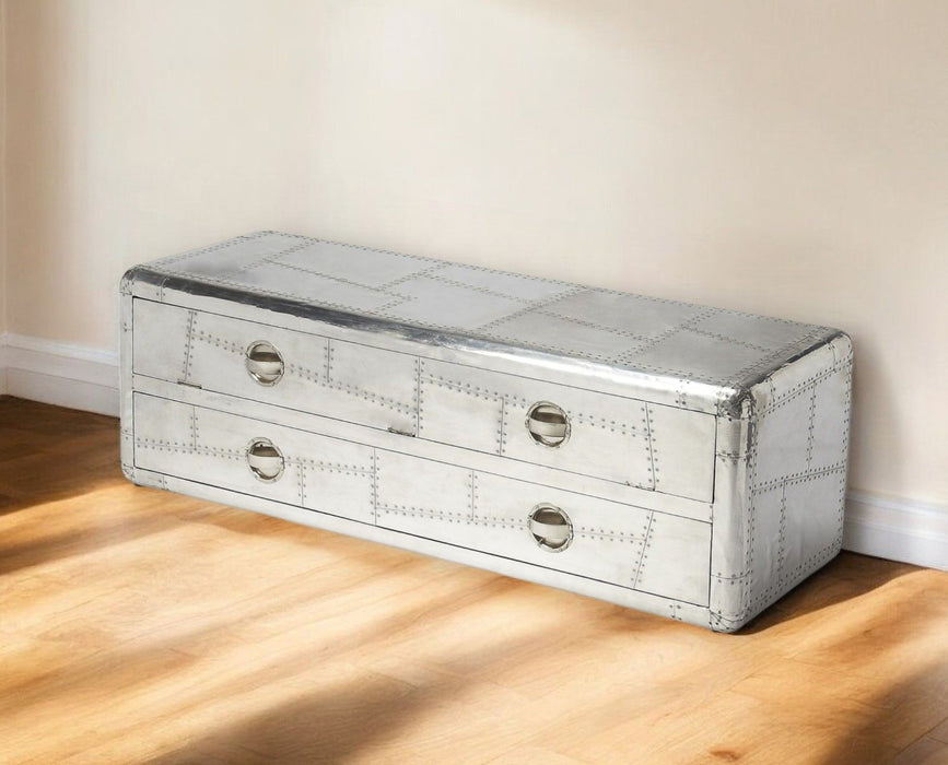 Solid And Manufactured Wood Cabinet Enclosed Storage TV Stand - Silver