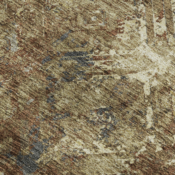 9' X 12' Copper Diamond Washable Area Rug With UV Protection - Brown