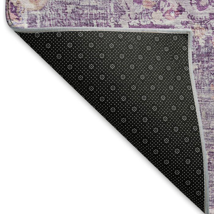 10' X 14' Floral Washable Area Rug With UV Protection (692244) - Purple / Beige / Ivory
