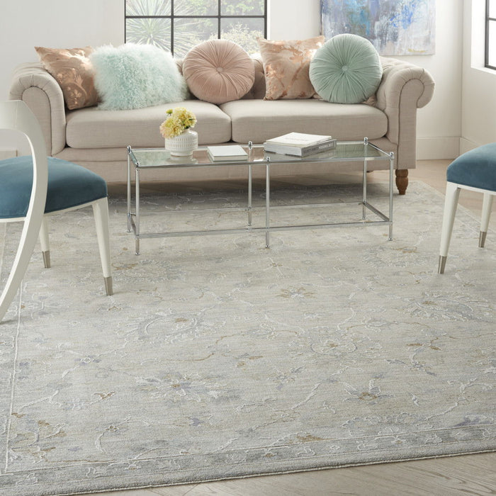 8' X 10' Floral Medallion Area Rug - Beige And Gray