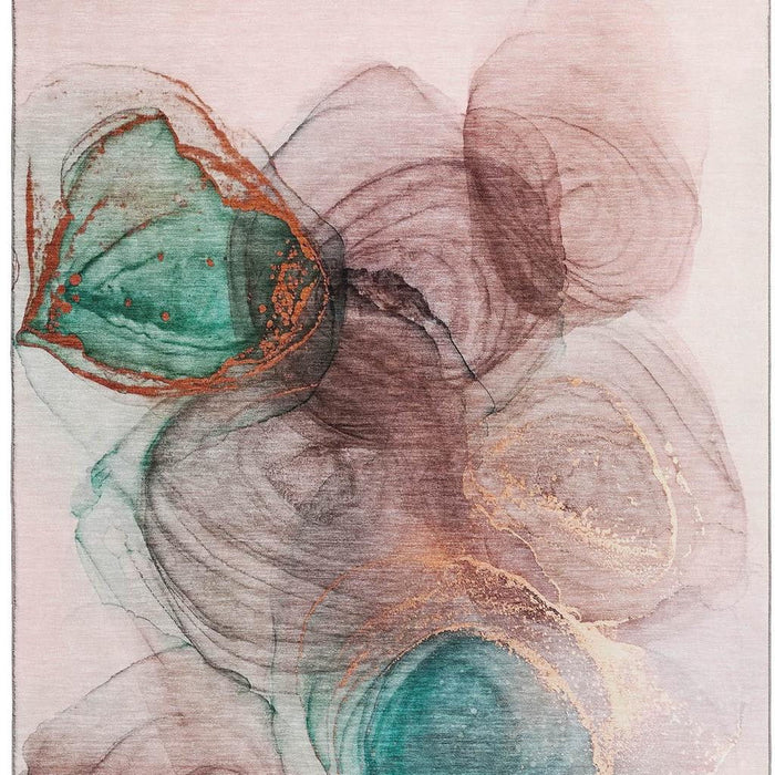 10' X 14' Abstract Washable Area Rug With UV Protection (647032) - Burgundy / Blue / Ivory