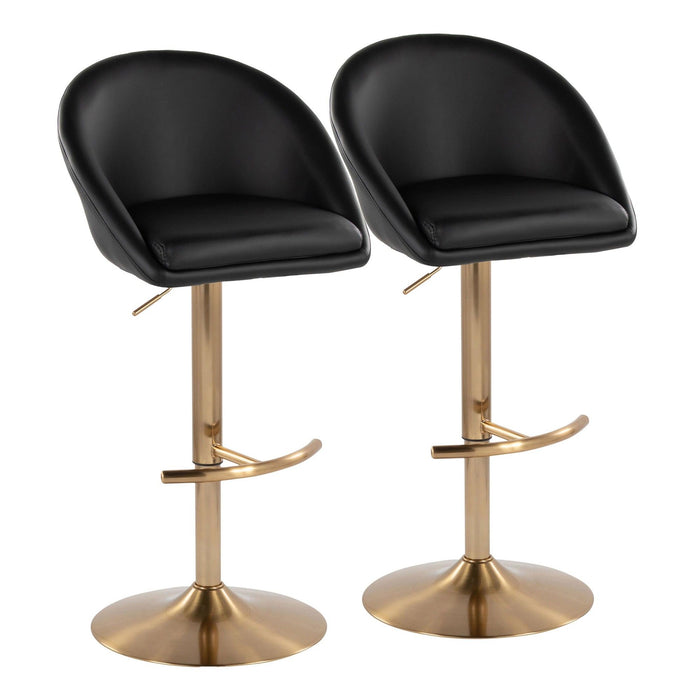 Matisse - Highback Adjustable Barstool With Rounded T Footrest (Set of 2) - Gold Metal