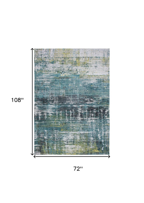 7' x 9' Abstract Non Skid Area Rug - Blue And Green