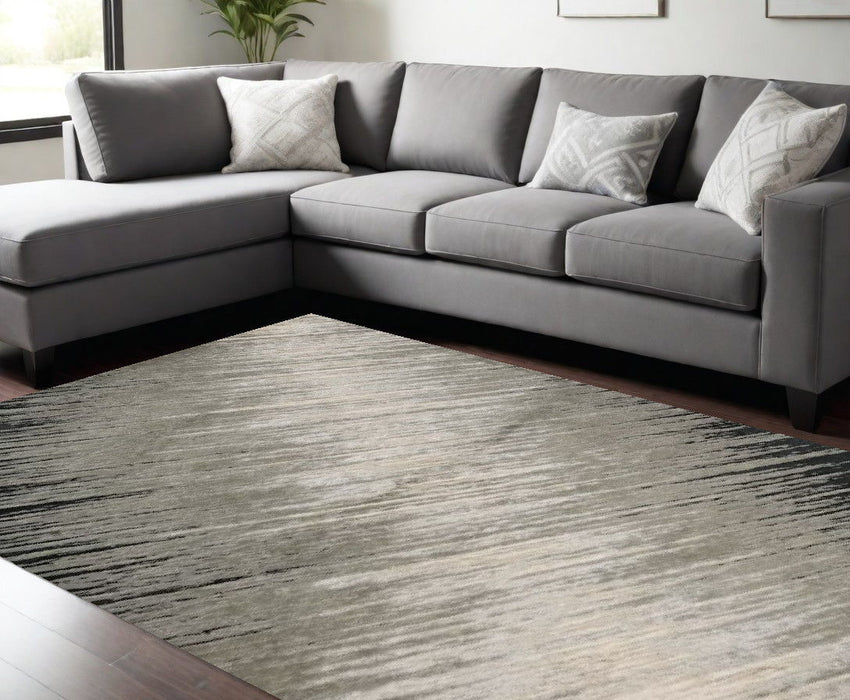 7' x 10' Machine Woven Abstract Brushstroke Indoor Area Rug - Silver Gray