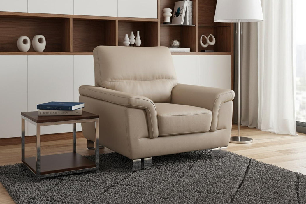 Modern Leather Chair - Beige