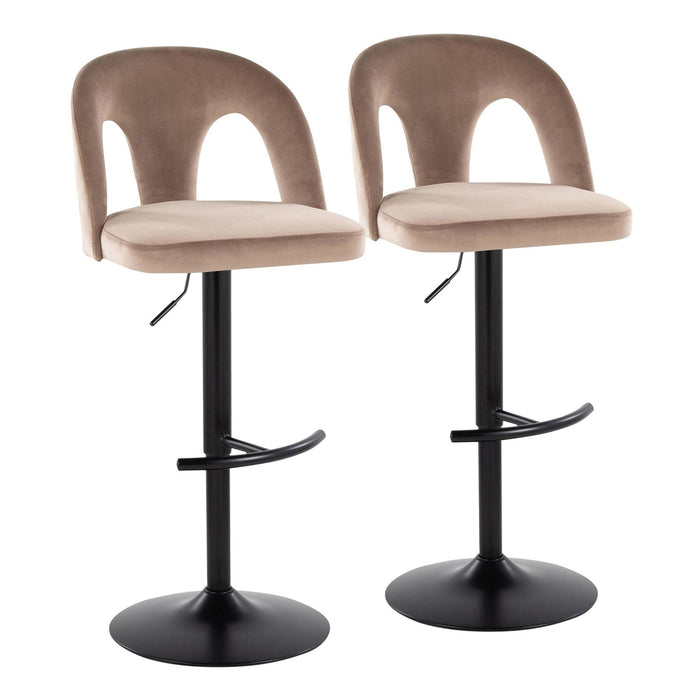 Ava - Upholstered Adjustable Barstool (Set of 2) - Black Metal
