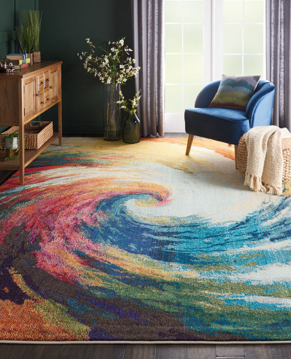 7' X 10' Modern Abstract Non Skid Area Rug - Ivory