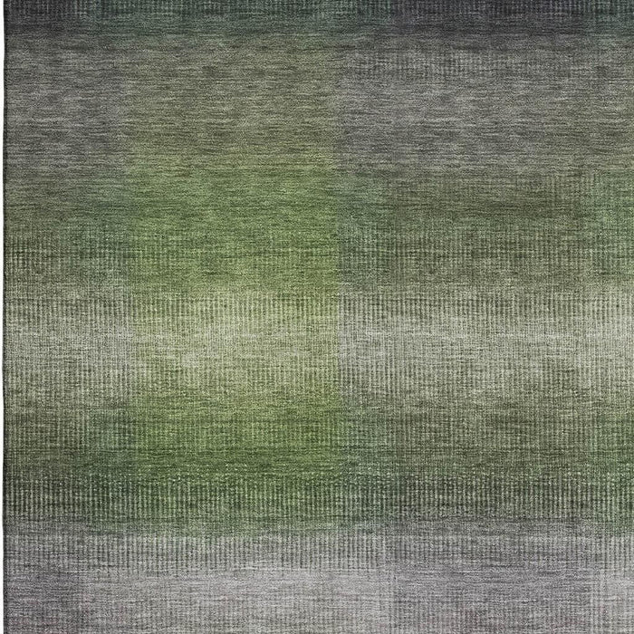 10' X 14' Striped Washable Area Rug With UV Protection (699610) - Olive Green / Purple / Gray