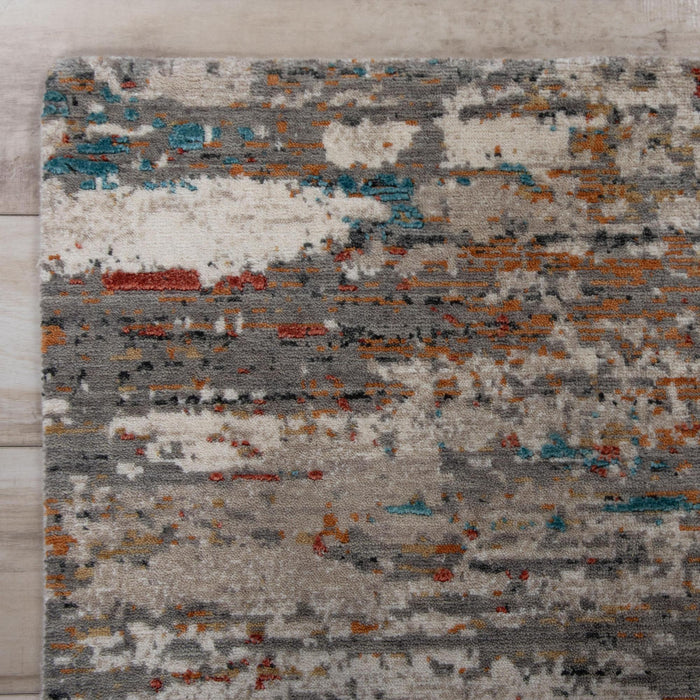 8' X 10' New Zealand Lambs Wool Abstract Hand Carved Handmade Area Rug (747602) - Gray / Beige / Orange / Red / Blue
