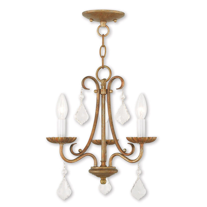 15" Three Light Dimmable Chandelier With Shades - Gold