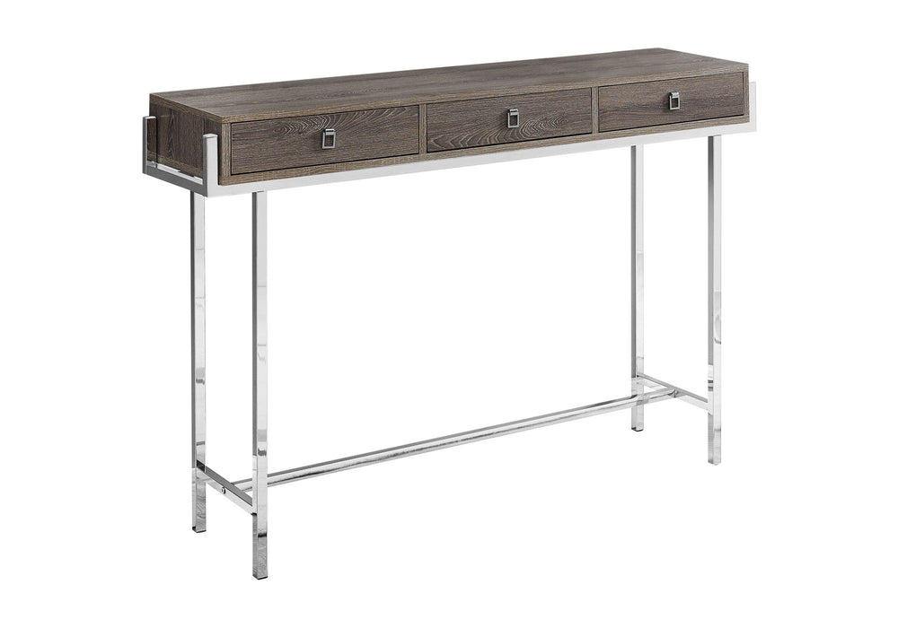 Console Table And Drawers - Taupe And Silver