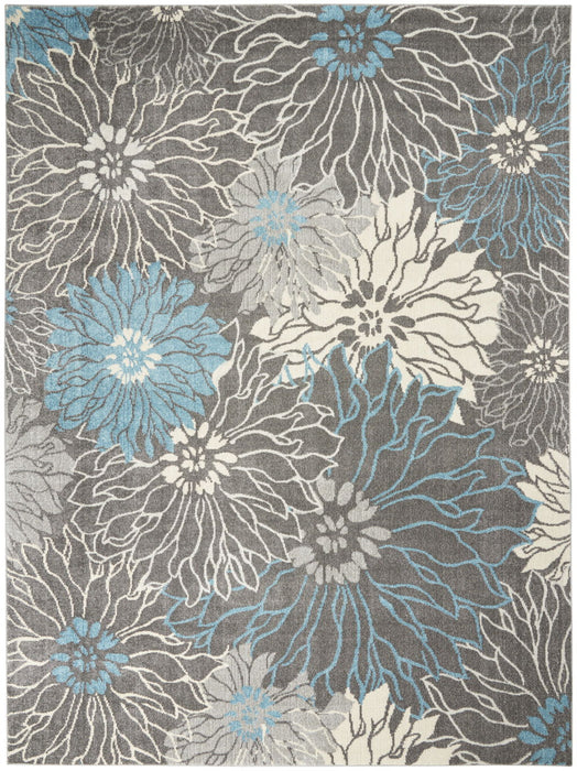 9' x 12' Floral Power Loom Area Rug - Charcoal