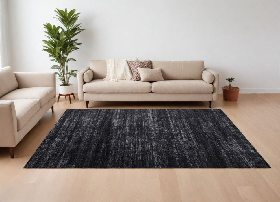9' x 13' Power Loom Area Rug - Black And Gray