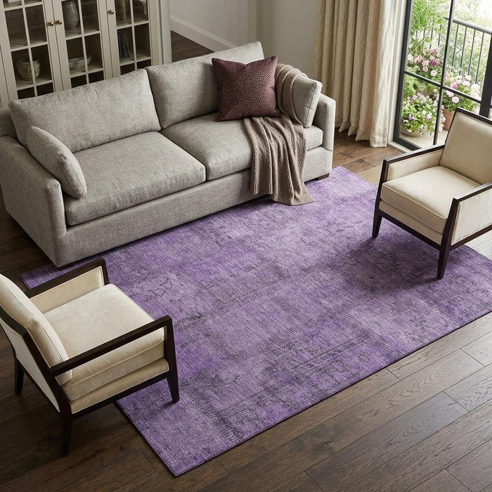 10' X 14' Patchwork Washable Area Rug With UV Protection (656166) - Purple / Gray