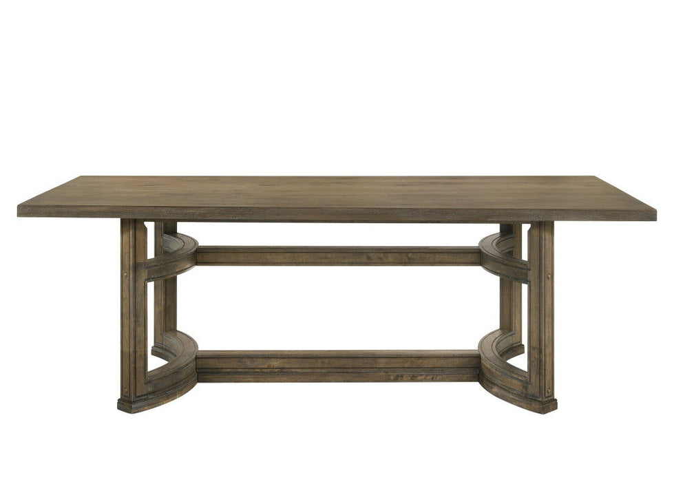 88" Wood Trestle Base Dining Table - Oak