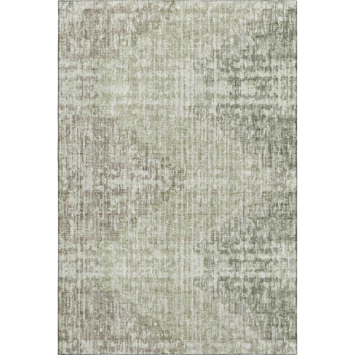 10' X 14' Geometric Washable Area Rug With UV Protection (710465) - Fern Green / Taupe