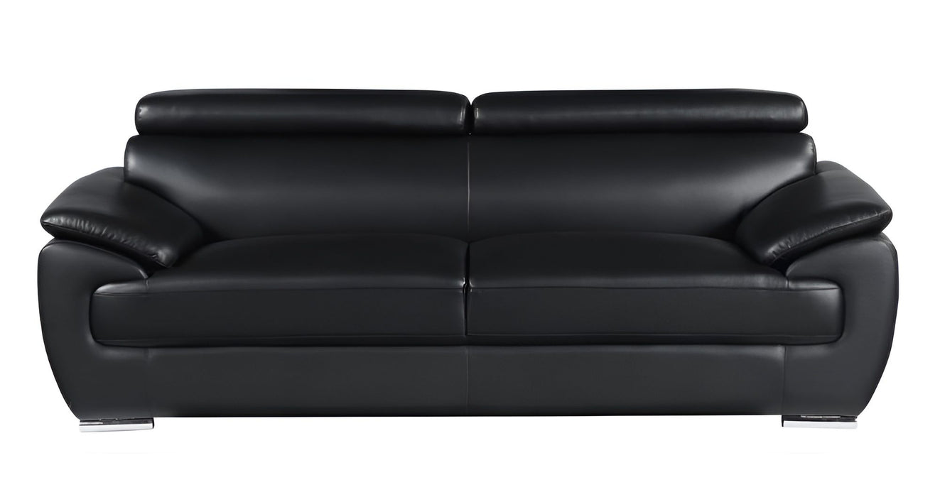 Silver Legs Leather Sofa - Black