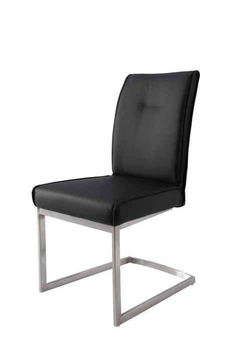 Dining Side Chairs Upholstered Faux Leather (Set of 2) - Black / Silver