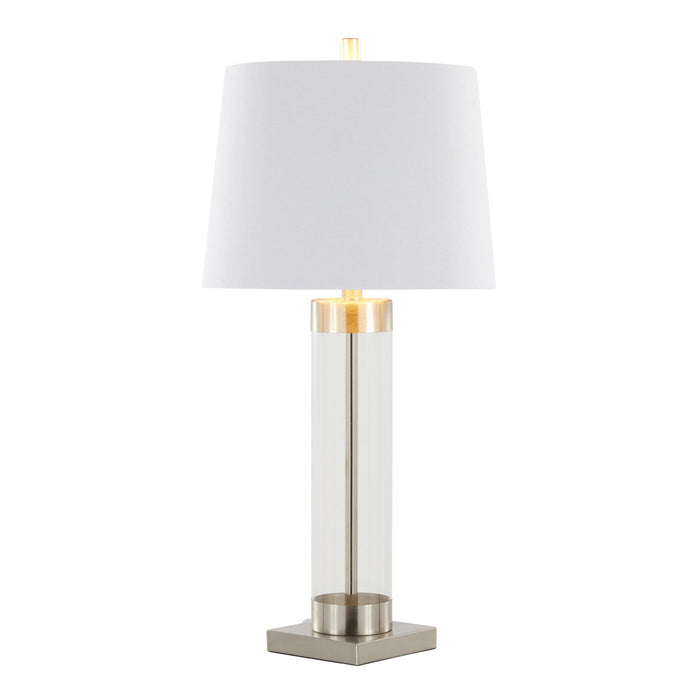 Glacier - 30" Table Lamp (Set of 2) - Clear Glass And Brushed Nickel With White Linen Shade