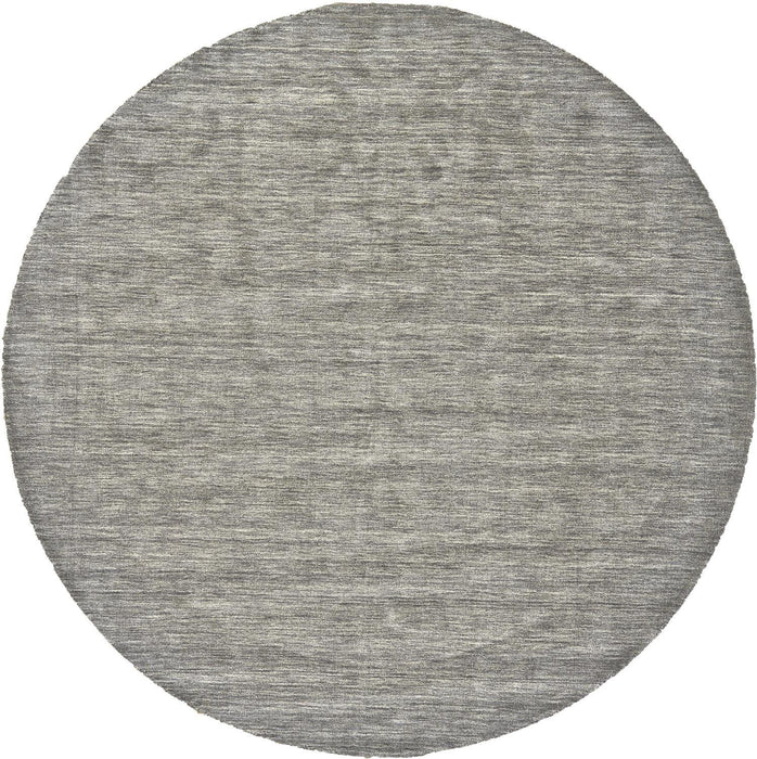 10' Round Wool Hand Woven Area Rug - Gray And Ivory