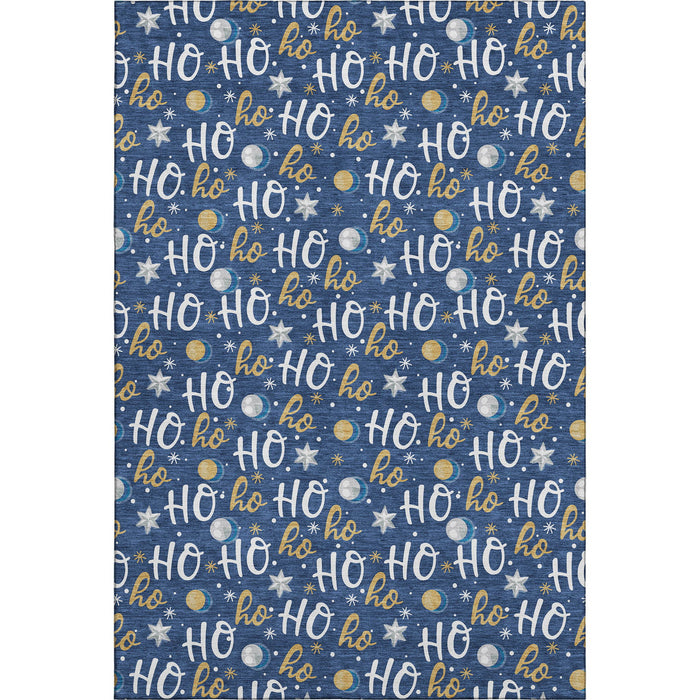 10' X 14' Polka Dot Washable Area Rug With UV Protection (701659) - Navy Blue / White / Gold