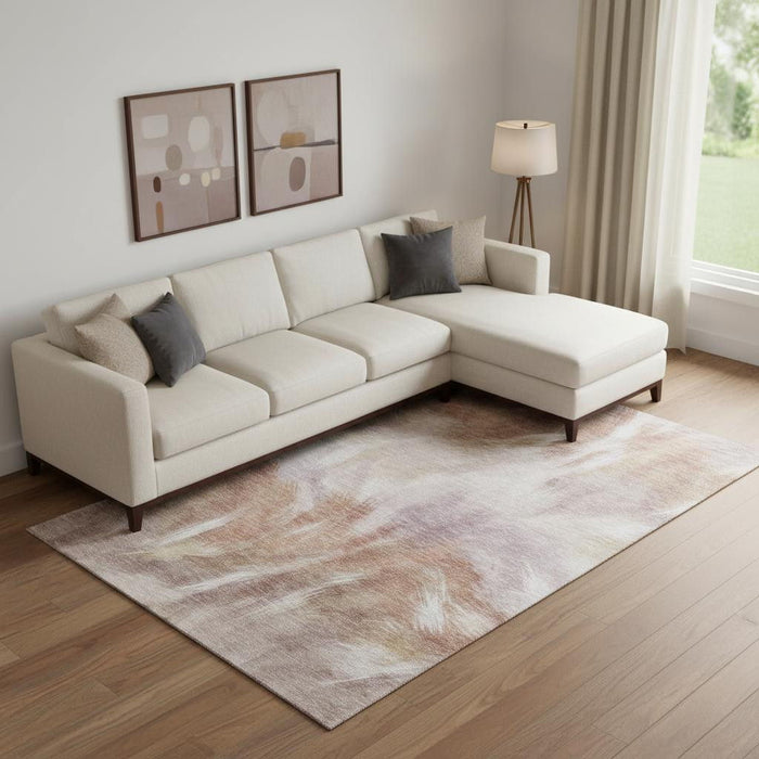 10' X 14' Abstract Washable Area Rug With UV Protection (717675) - Copper / Ivory