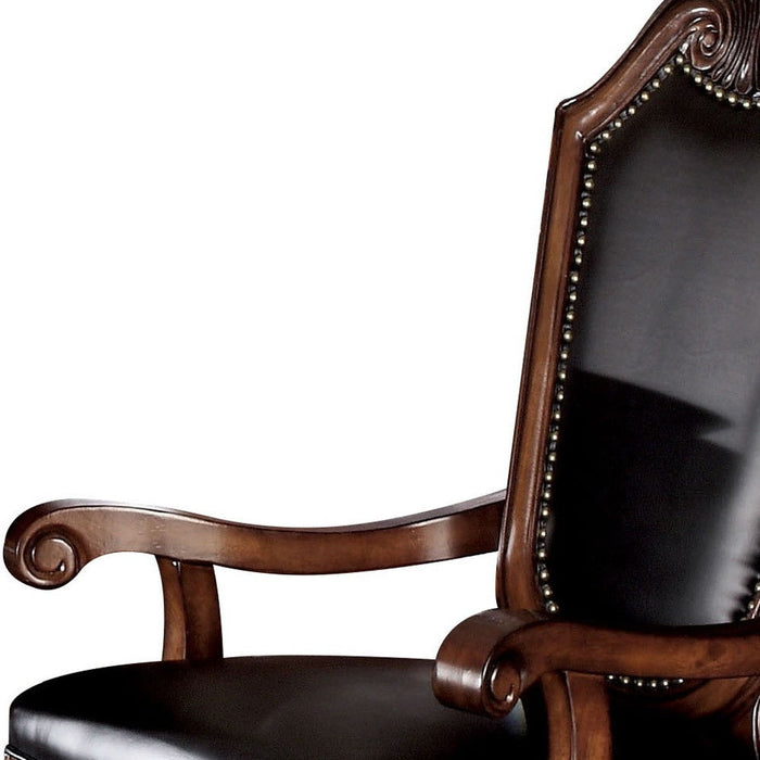 Redwood Upholstered Faux Leather Dining Arm Chairs (Set of 2) - Black