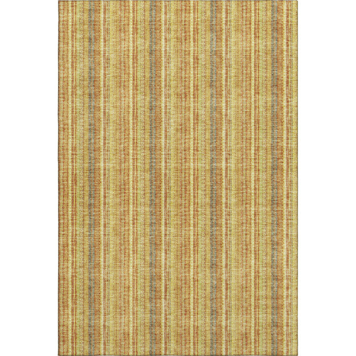 10' X 14' Striped Washable Area Rug With UV Protection (677555) - Amber / Artichoke Green
