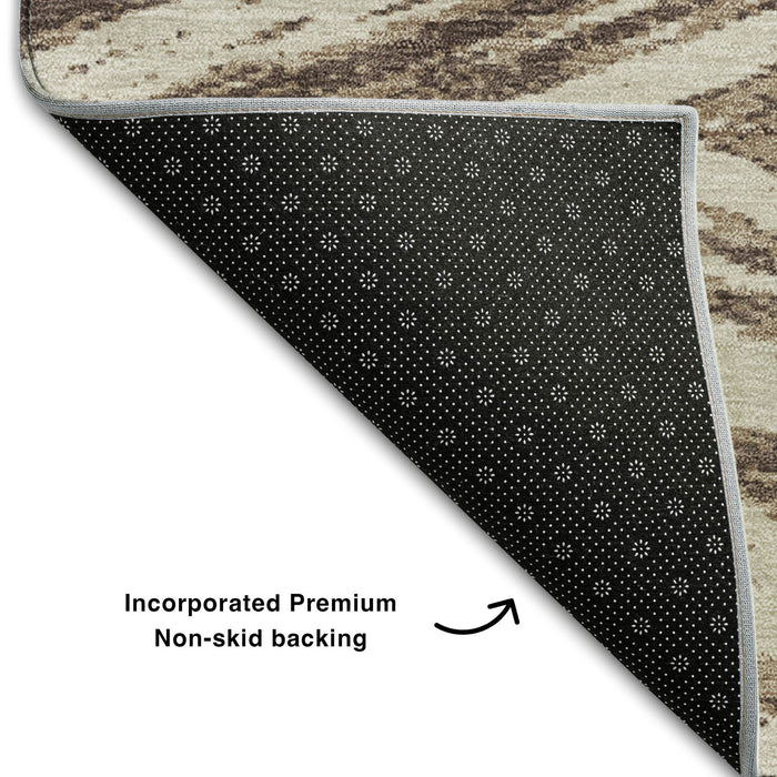 10' X 14' Abstract Washable Area Rug With UV Protection (669696) - Brown / Beige