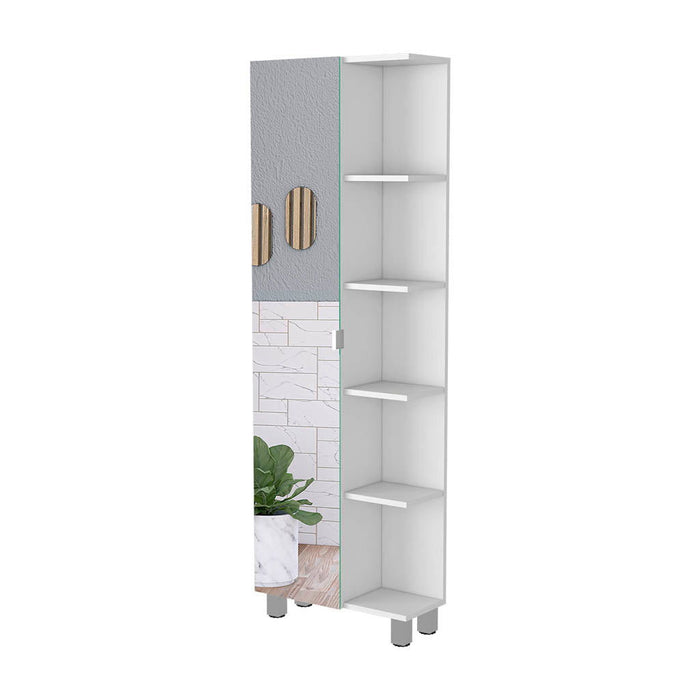 62" Wood Accent Cabinet With Single Door - White