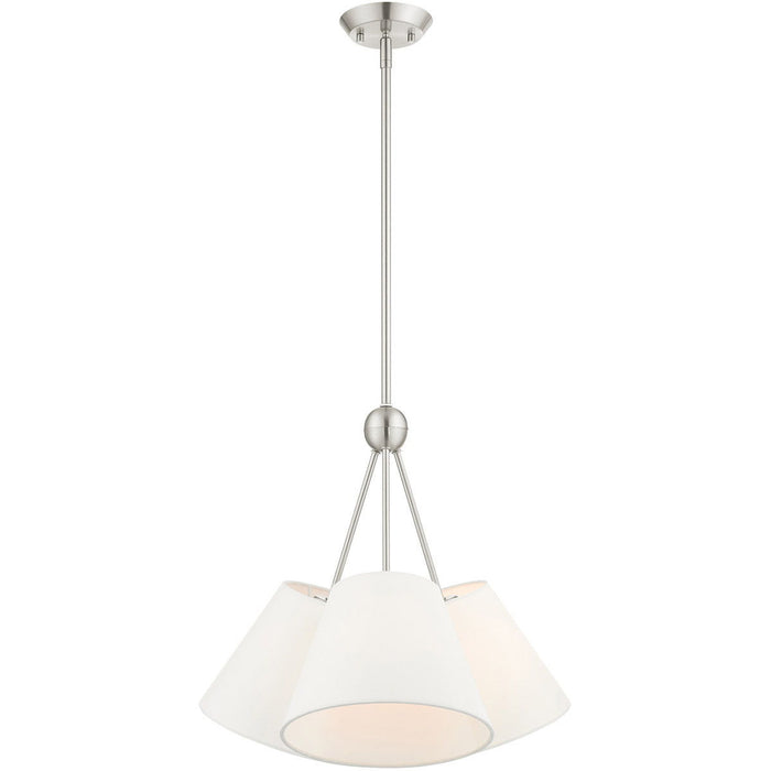 21'' Three-Light Dimmable Chandelier With Shades - Nickel