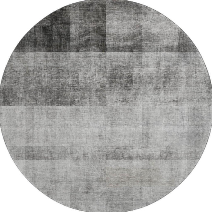 8' Abstract Washable Round Rug With UV Protection (649627) - Gray / Ivory