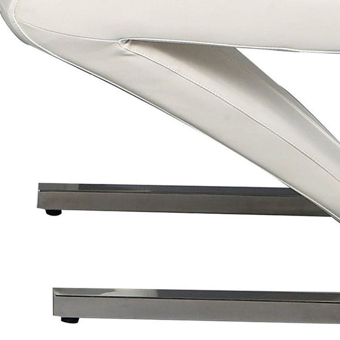 Slipcovered Upholstered Faux Leather Dining Side Chairs (Set of 2) - White / Silver