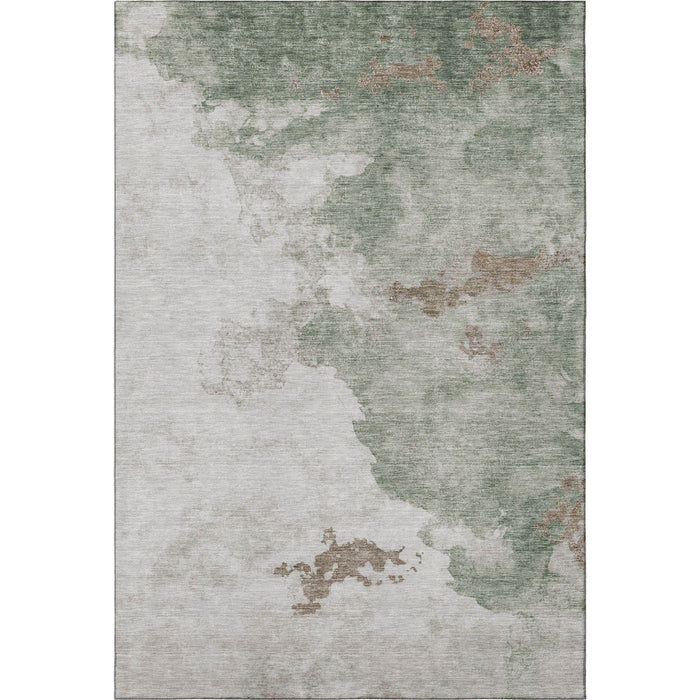 10' X 14' Abstract Washable Area Rug With UV Protection (718139) - Sage / Linen
