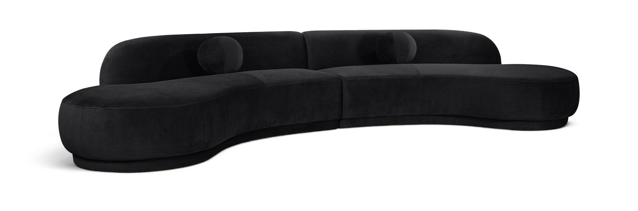 Meridian Furniture Avra velvet performance fabric sectional sofa with plush upholstery and modern design, shown in a stylish living room setting.