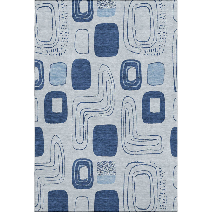 10' X 14' Geometric Washable Area Rug With UV Protection (696644) - Blue / Sky Blue / Ivory
