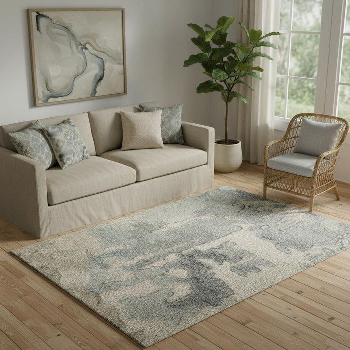 5' X 8' Abstract Hand Tufted Area Rug (722200) - Blue / Ivory