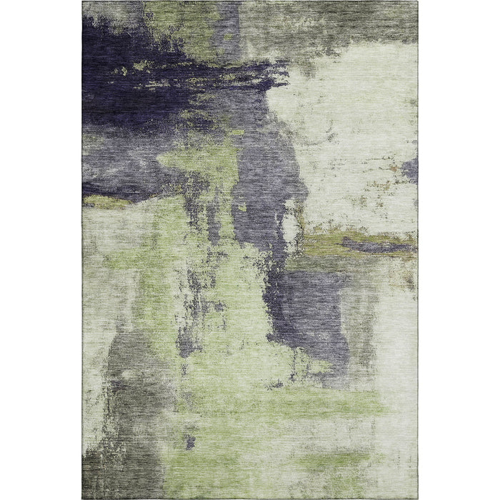 10' X 14' Abstract Washable Area Rug With UV Protection (683524) - Fern Green / Gray / Ivory