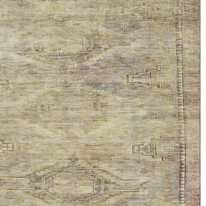 10' X 14' Abstract Geometric Washable Area Rug With UV Protection (695372) - Artichoke Green / Gold / Beige